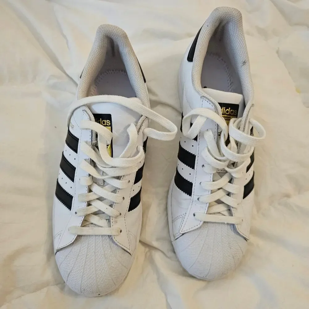 Adidas Superstar White Black Stripe Shell Toe Sneakers Women’s 8 Missing Insoles - Picture 2 of 6